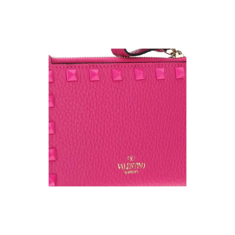 Valentino GARAVANI Calfskin Card Holder Wallet Women's Rose Red-3