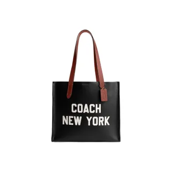 COACH Cow Split Leather Tote Bag Shopping Bag Handbag Shoulder Bag Women's Black