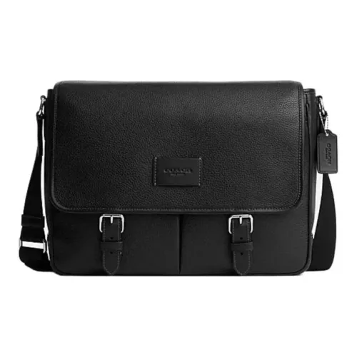 COACH Sprint Cow Leather Messenger Bag Shoulder Bag Crossbody Bag Large Size Men's Black