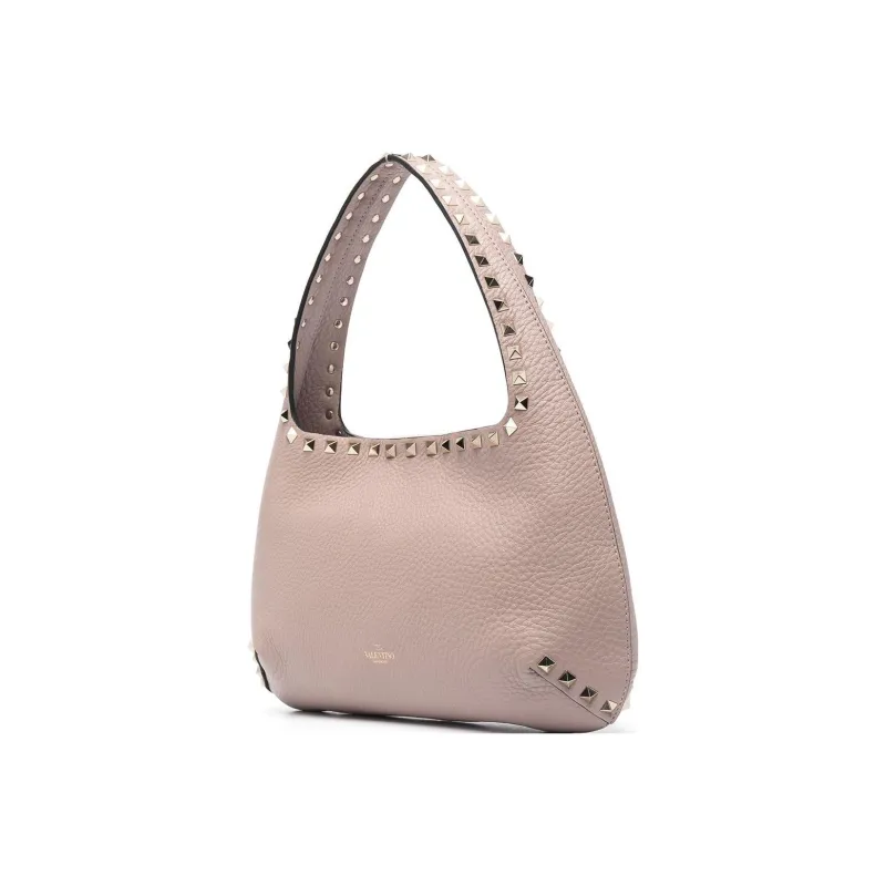 Valentino Grained Leather One Shoulder Handbags Women's Beige-2
