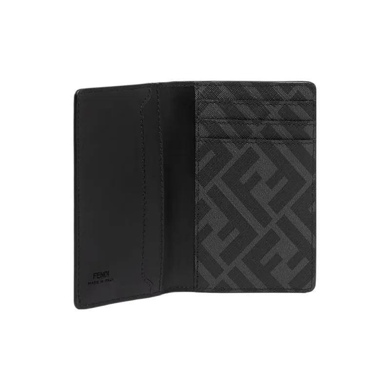FENDI Calfskin Card Holder Men's Black-2