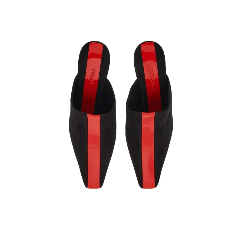 FERRAGAMO 85mm Stripe-detail Suede Mule-3