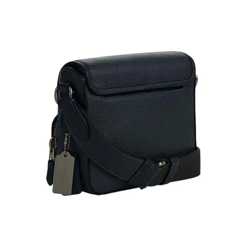 COACH Sullivan Pebbled Cow Leather Messenger Bag Shoulder Bag Crossbody Bag Small Size Men's Marine Blue-1