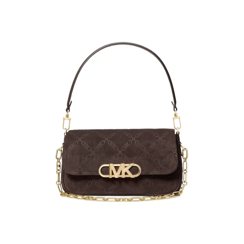 MICHAEL KORS PARKER Suede With Leather Handbag, Shoulder Bag Women's Chocolate Brown-0