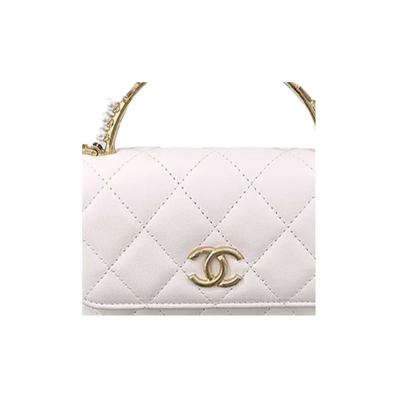 CHANEL Sheepskin Small Square Bag, Shoulder Bag, Crossbody Bag, Handbag Women's White-1