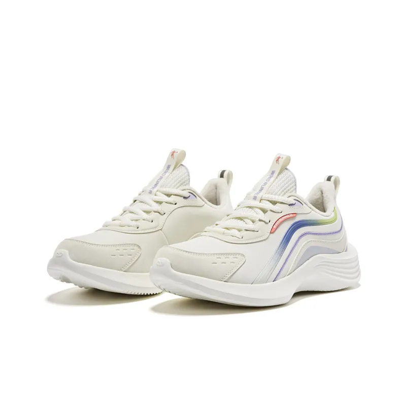 QIAODAN Cushioning Wear Resistant Low Top Running Shoes Women's Ivory-2