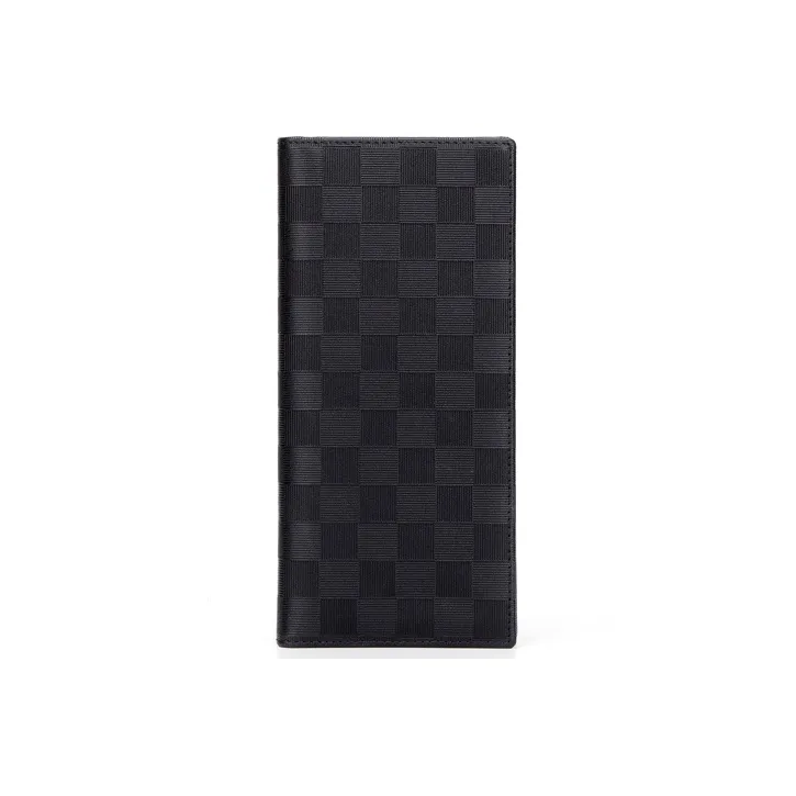 Simvay Clos Cow Leather With Synthetic Leather Long Coin Purse Clutch ID Holder Money Clip Regular Men's Black-3