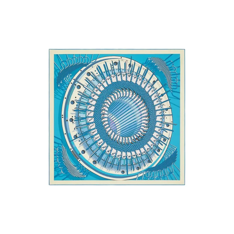 HERMES Silk Scarves Women's Purple/Blue-1
