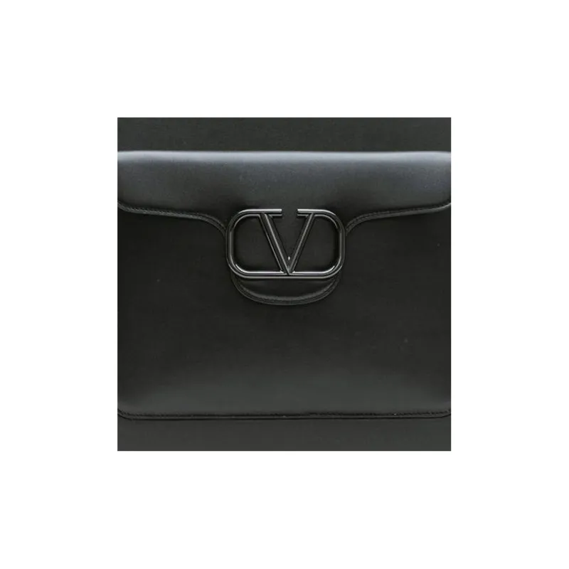 Valentino Leather Laptop Bag Regular Men's Black-4