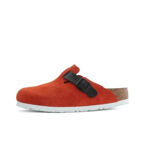 Birkenstock Boston Suede Leather/Birko Flor Narrow Fit 'Tomato/Black'