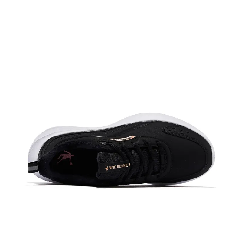 QIAODAN Cushioning Wear Resistant Low Top Running Shoes Women's Black-3