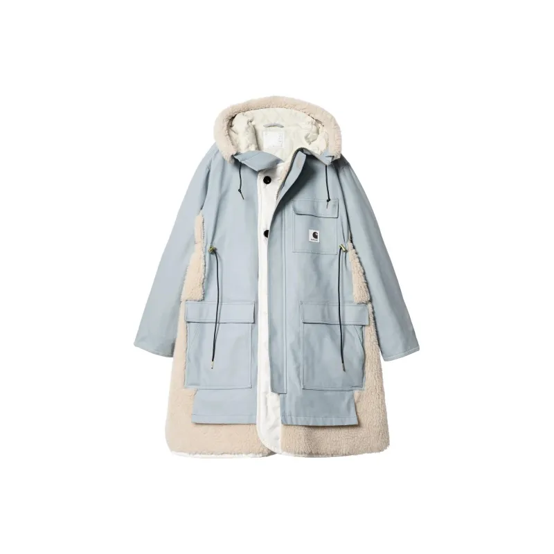 Sacai X Carhartt Wip Women's Canvas Siberian Parka Light Blue-4