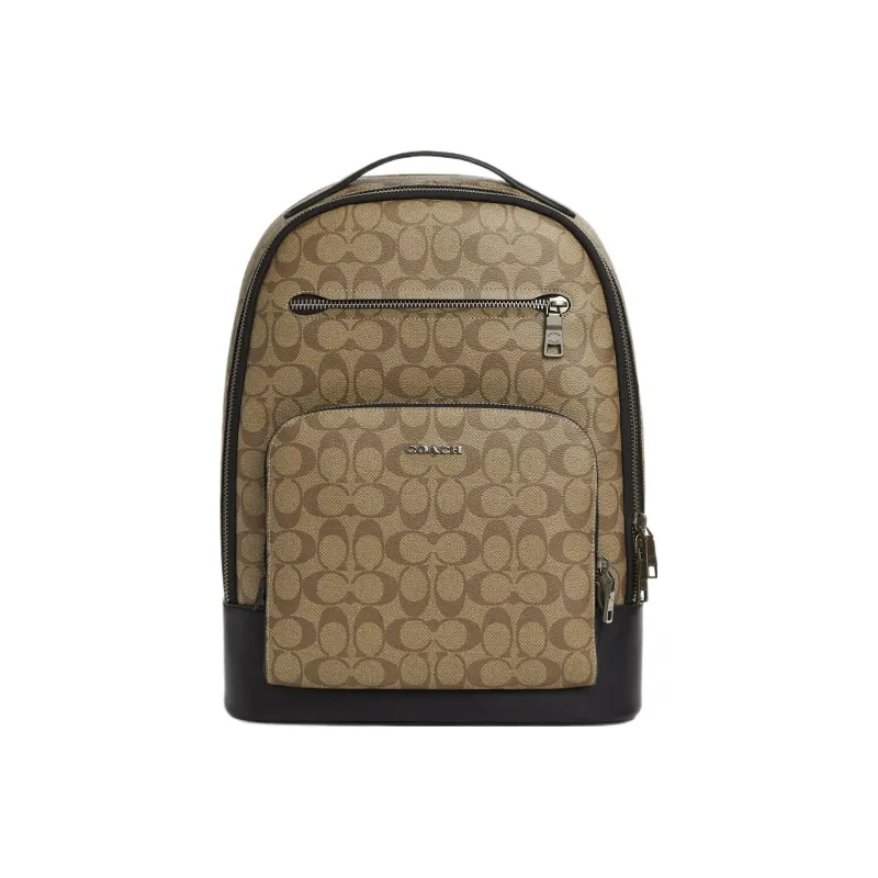 COACH ETHAN Coated Canvas With Calfskin Backpack Large Size Men's Khaki-0