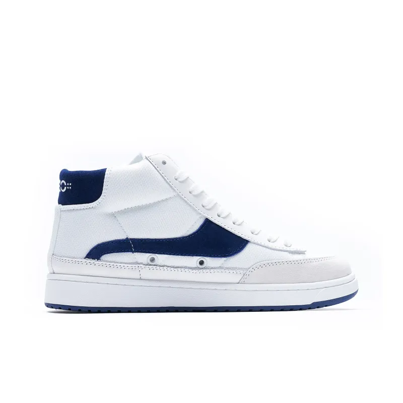 JACLAR Top Grain Cow Leather, Abrasion Resistant, Casual, Men's Shoes Low Top Skateboard Shoes Unisex White Blue-1