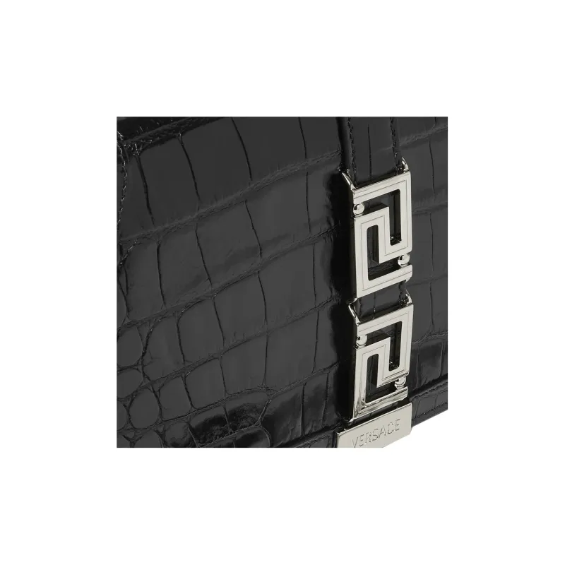 VERSACE Greca Goddess Cow Leather Shoulder Bag Crossbody Bag Handbag Regular Women's Black/Silver-3