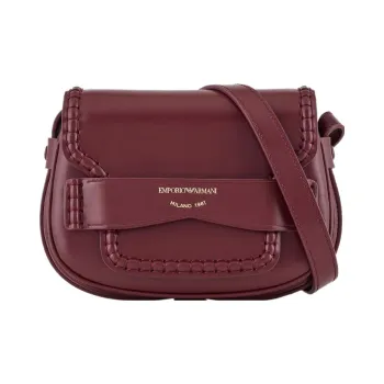 EMPORIO ARMANI Leather Crossbody Bag, Shoulder Bag Women's Burgundy