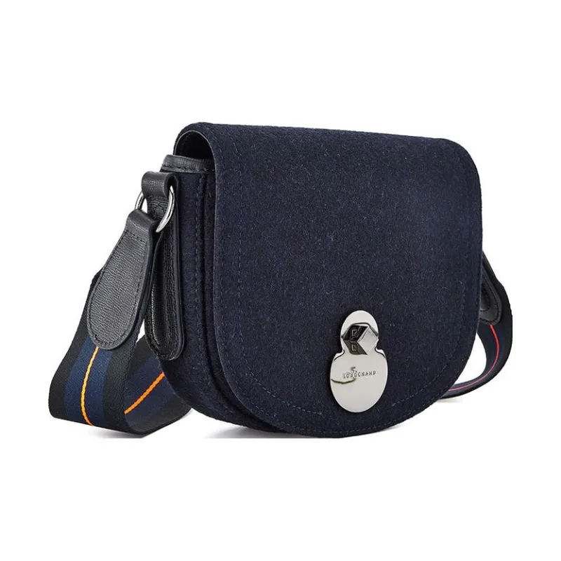 LONGCHAMP Wool Saddle Bag Shoulder Bag Crossbody Bag Regular Women's Black-1