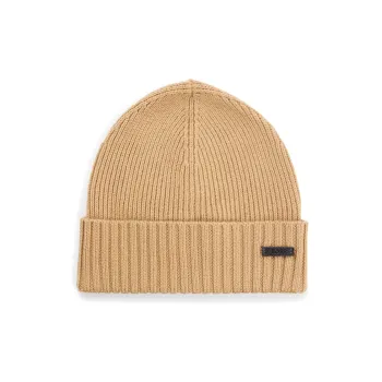 HUGO BOSS Logo Patch Knitted Beanie