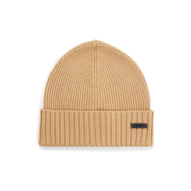 HUGO BOSS Logo Patch Knitted Beanie-0
