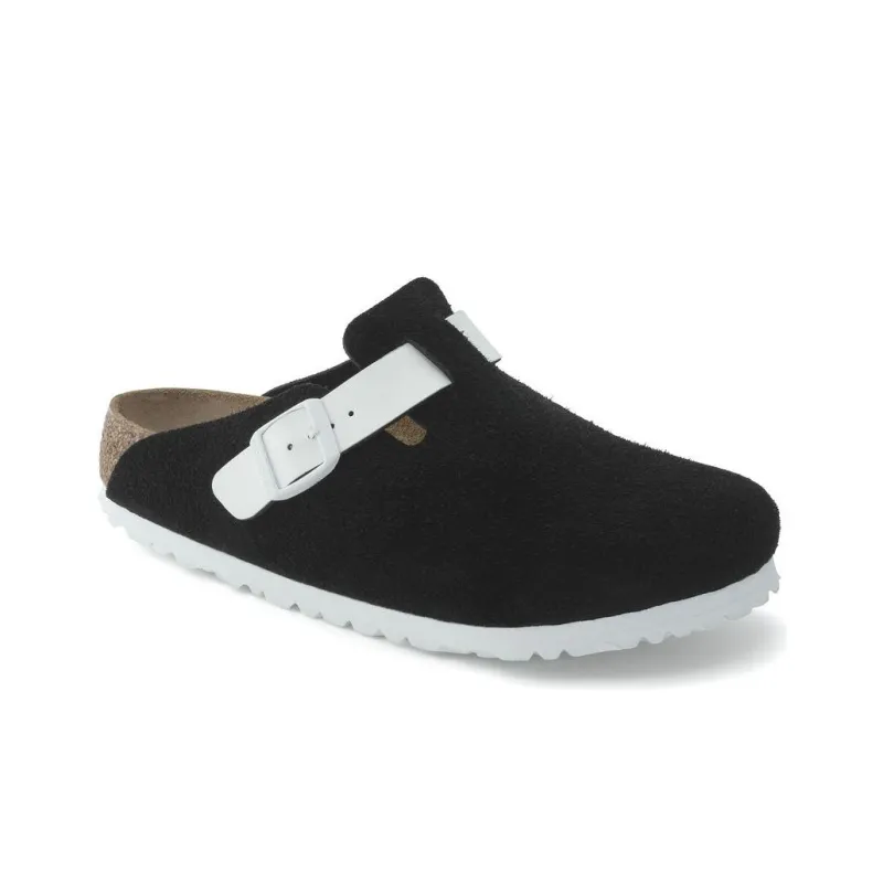 Birkenstock Boston Antibacterial Closed Toe Slippers Women's Black White Regular-2