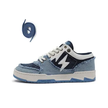 Resistant To Connectivity Lightning Shoes Low-Top Skateboard Shoes Unisex Denim Blue