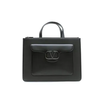 Valentino Leather Laptop Bag Regular Men's Black