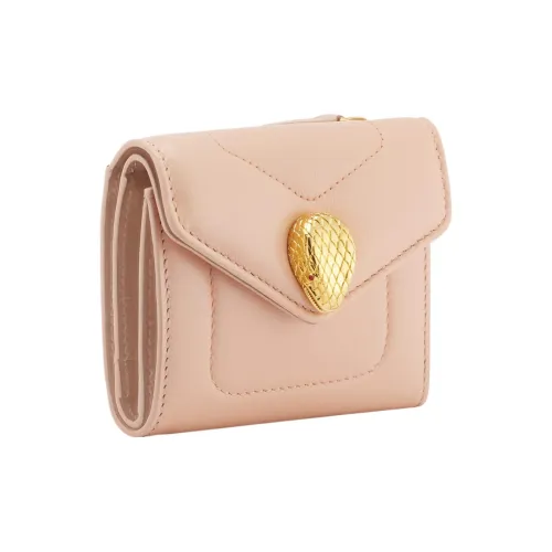 BVLGARI Serpenti Reverse Calfskin Leather Clip Zero Wallet Wallet Regular Women's Pink