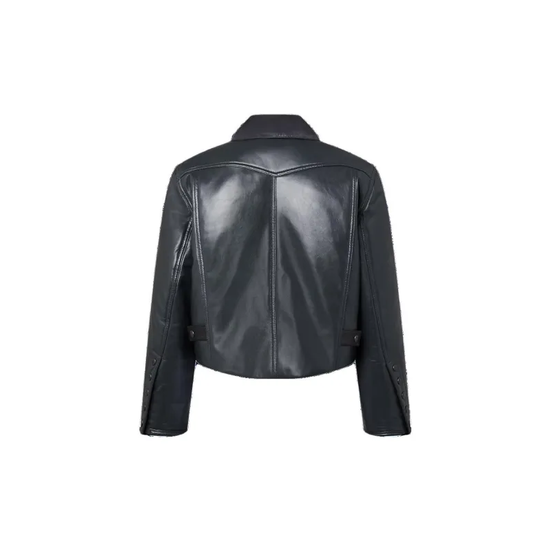 LOUIS VUITTON Topstitched Leather Boxy Jacket-1