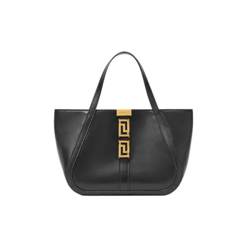 VERSACE Greca Goddess Cow Leather Tote Bag Shopping Bag Handbag Regular Women's Black