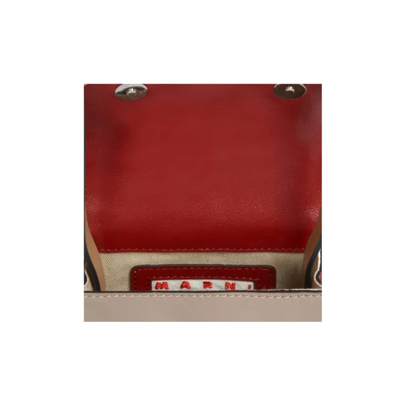 MARNI Shiny Calfskin Shoulder Bag Crossbody Bag Extra Mini Men's Burgundy/Beige-5