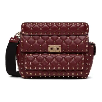 Valentino ROCKSTUD SPIKE Sheepskin Shoulder Bag, Crossbody Bag Women's Red