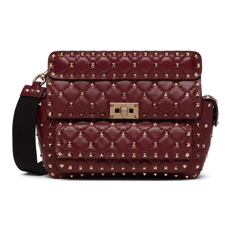 Valentino ROCKSTUD SPIKE Sheepskin Shoulder Bag, Crossbody Bag Women's Red-0