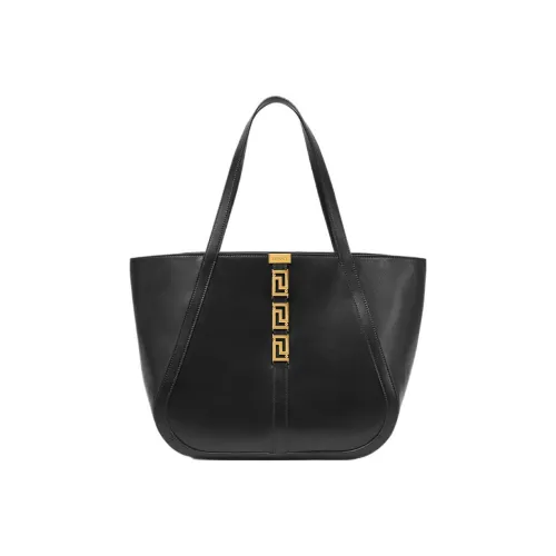 VERSACE Greca Goddess Cow Leather tote Dusy Bag Shopping Bag Handbag Large Size Women's Black