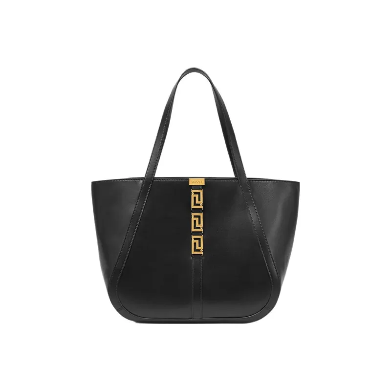 VERSACE Greca Goddess Cow Leather Tote Bag Shopping Bag Handbag Large Size Women's Black-0