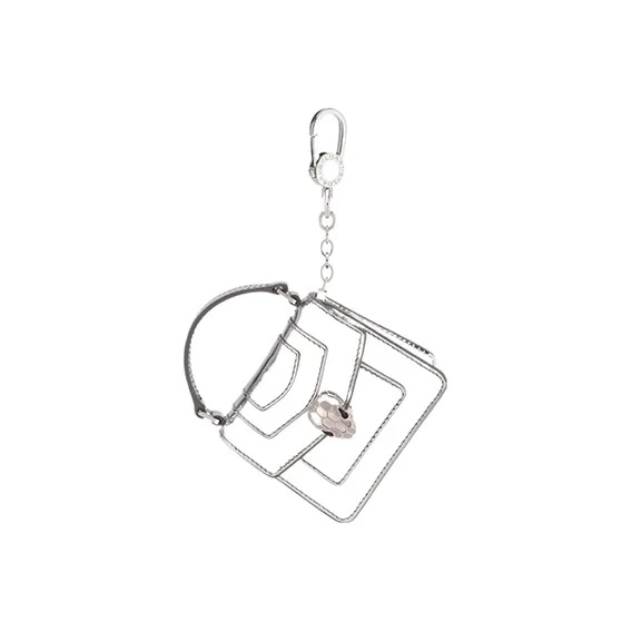 BVLGARI Serpenti Forever Calfskin Handbag Pendant Bag Accessory Extra Mini Women's Silver-1