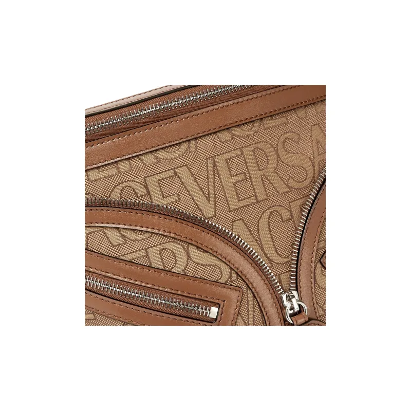 VERSACE Repeat Series Polyester One Shoulder Crossbody Fanny Pack Regular Men's Brown-4