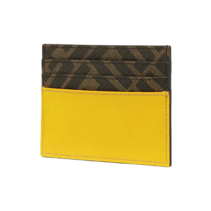 FENDI Calfskin With Cotton Card Holder Regular Men's Yellow-1