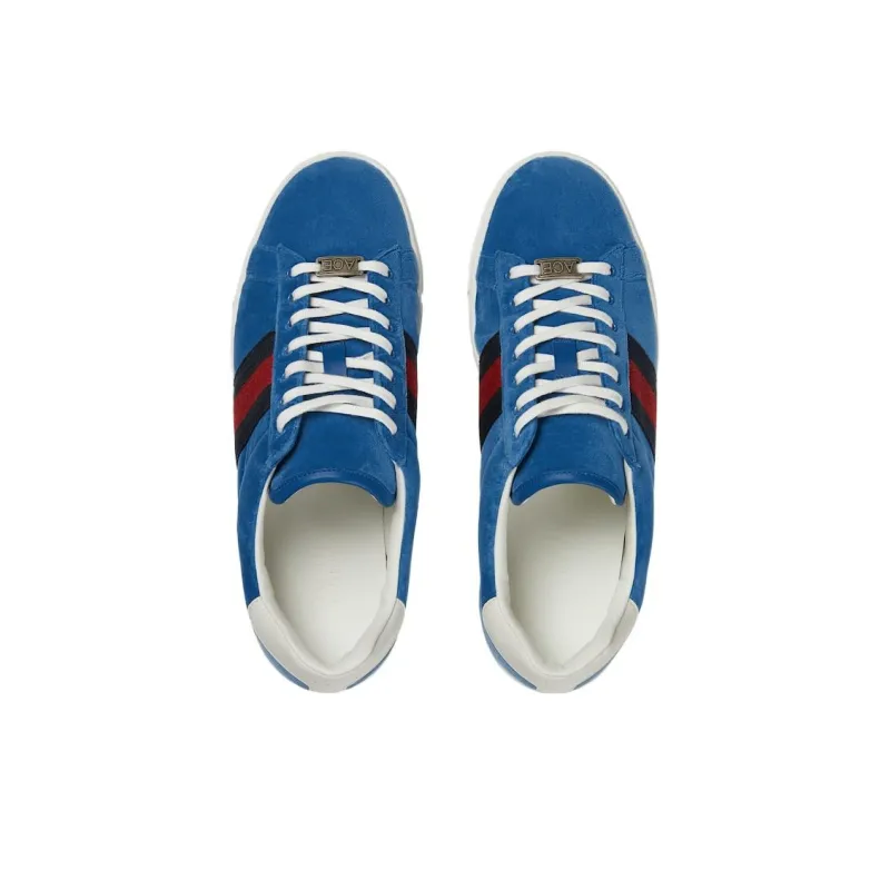 GUCCI ACE Low Top Skateboard Shoes Men's Blue-3