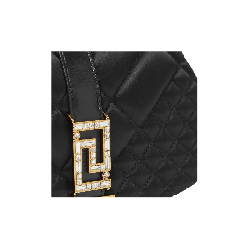 FANSIZHE Greca Goddess Viscose Blended Silk Blended Sheepskin Crossbody Bag Shoulder Bag Women's Black-3