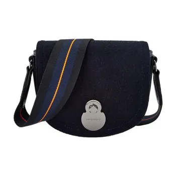 LONGCHAMP Wool Saddle Bag Shoulder Bag Crossbody Bag Regular Women's Black