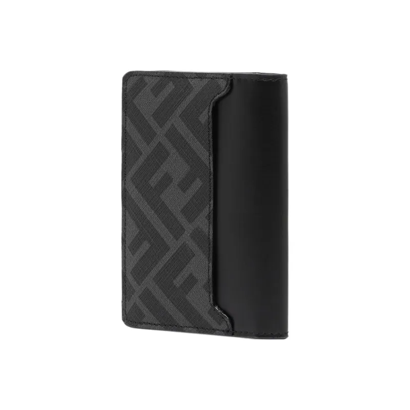 FENDI Calfskin Card Holder Men's Black-1