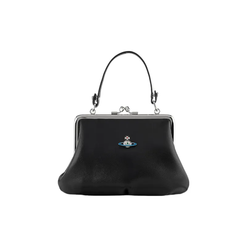 Vivienne Westwood Lambskin Dumpling Bag Handbag Shoulder Bag Crossbody Bag Wallet Regular Women's Black-0