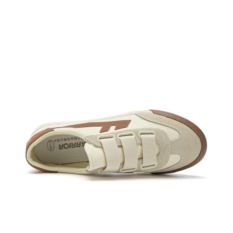 Warrior Breathable And Lightweight Low Top Canvas Shoes Unisex Beige Brown-2