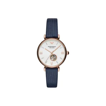 EMPORIO ARMANI Wrist Watch Automatic Mechanical Movement Leather Watch Bands Silver Dial Women's Watch