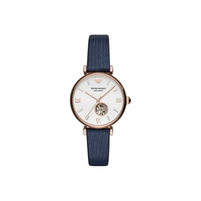 EMPORIO ARMANI Wrist Watch Automatic Mechanical Movement Leather Watch Bands Silver Dial Women's Watch-0