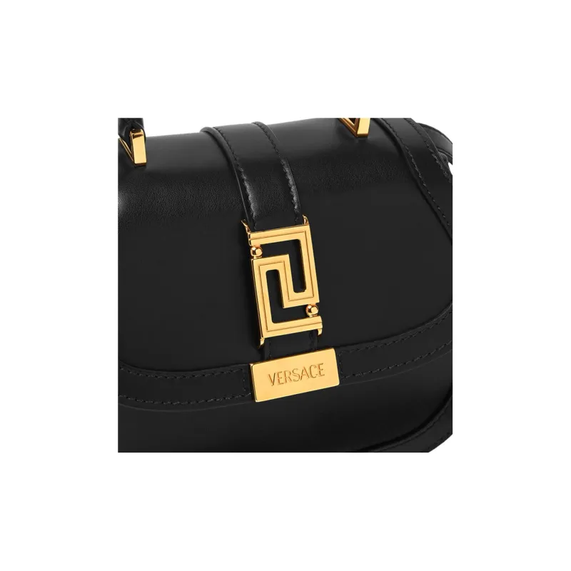 VERSACE Greca Goddess Cow Leather Shoulder Bag Crossbody Bag Handbag Mini Women's Black-3