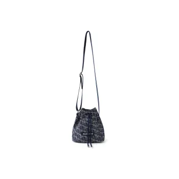 Elle Active Fabric Bucket Bag, Shoulder Bag, Crossbody Bag Medium Size Women's Denim Blue