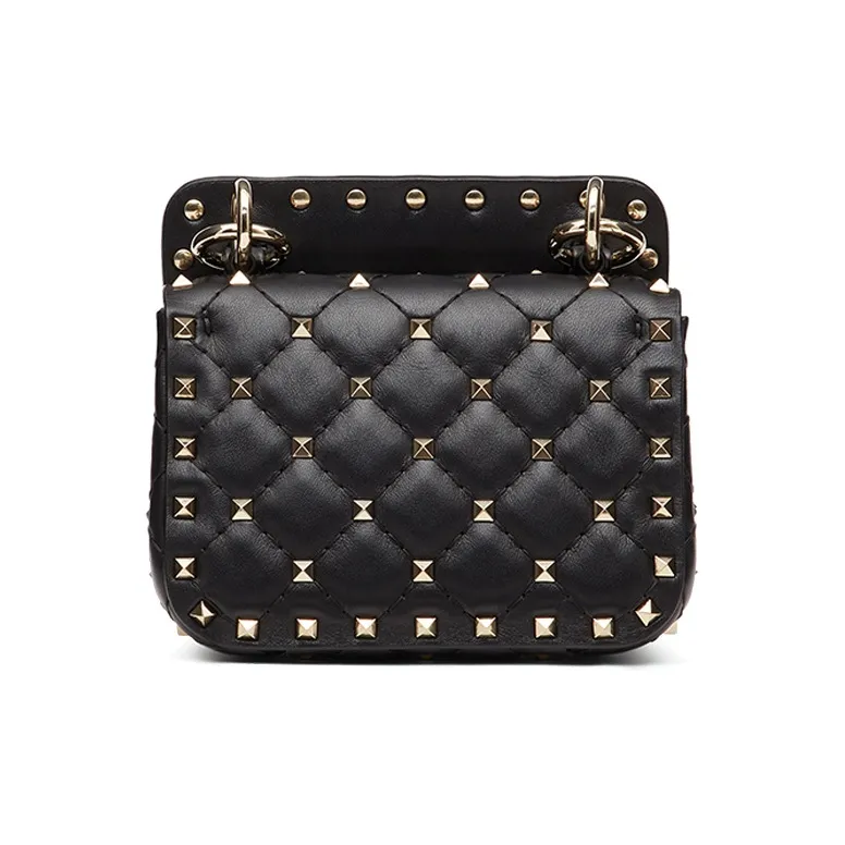 Valentino ROCKSTUD SPIKE Nappa Sheepskin Clutch, Crossbody Bag, Shoulder Bag Mini Women's Black-2