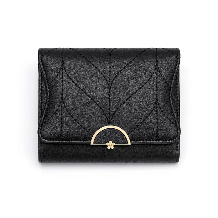 Simvay Clos Cow Leather With Synthetic Leather Coin Purse ID Holder Card Wallet Regular Women's Black/Green-1