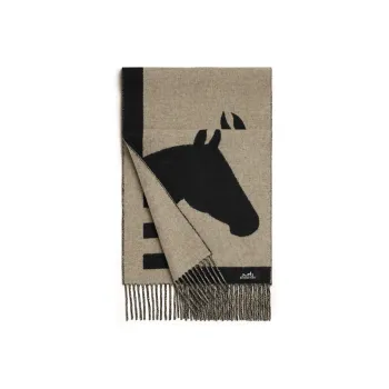 HERMES Knit Scarves Unisex Black